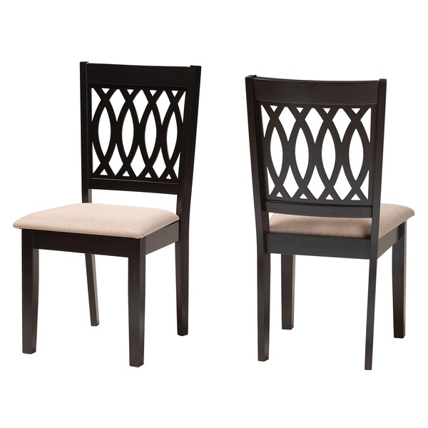 Baxton Studio Florencia Modern Beige Fabric and Espresso Brown Finished Wood 2-Piece Dining Chair Set 231-2PC-13206-ZORO - main